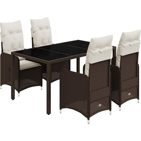 Maison Exclusive - Mesita y sillas jardín 5 pzas y cojines ratán (1/5)