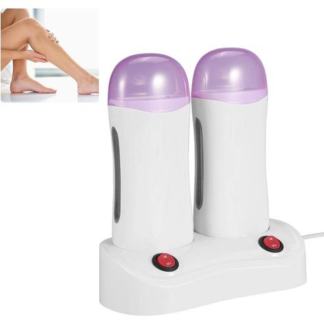 Appareil portable sur chariot à double réservoir pour l'épilation à la cire, idéal pour les bras, les jambes, les aisselles et le maillot. Conception non irritante, sûre et non toxique. (1/5)