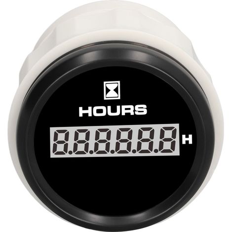 Compteur horaire numérique 52 mm, 0-99 999,9 h, cadran noir, rétroéclairage 7 couleurs, étanche IP67, alimentation 9-32 V CC, pour bateaux. (1/5)