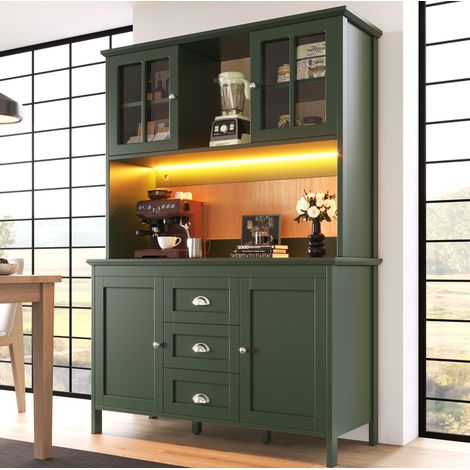 Küchenschrank mit LED und Stauraum 120x40x179 cm MDF OKMYHOME (1/5)