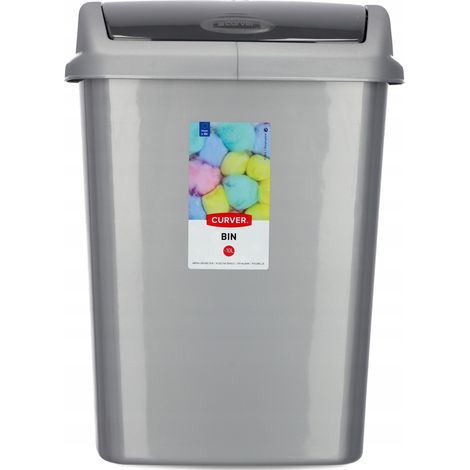 Cubo con tapa corrediza Curver Dominik 10L plateado/grafito (1/5)