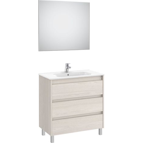 MUEBLE LAVABO 1000MM TENET 3 CAJONES + ESPEJO Y APLIQUE LED NORDIC ASH