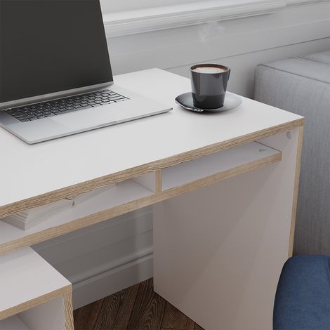 Schreibtisch Tetrix, Weiß, 112 x 55 cm mit 3 Fächern, Vicco