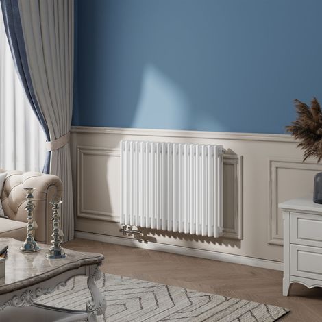 AICA Traditioneller Heizkörper 600x830mm 3Säulen Weiß GusseisenStil 1270W