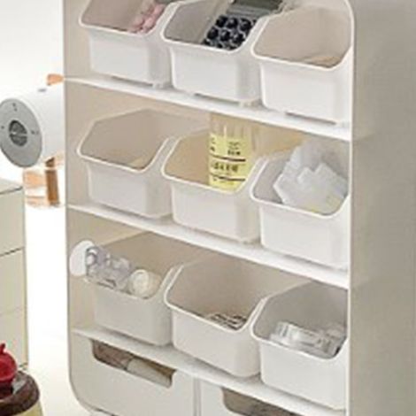 Boîte de rangement de bureau avec tiroirs pour petits objets, étagère à plusieurs niveaux pour fournitures de bureau et cosmétiques, idéale pour les chambres d'étudiants. (1/5)