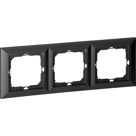 Plaque de Finition Trois Emplacements - Noir - SILUMEN