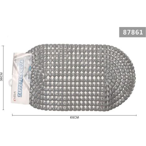 Trade Shop - OVALE DIAMANTGRAUE RUTSCHFESTE BADEMATTE FÜR BADEWANNE DUSCHE 36 X 66CM 87861 -