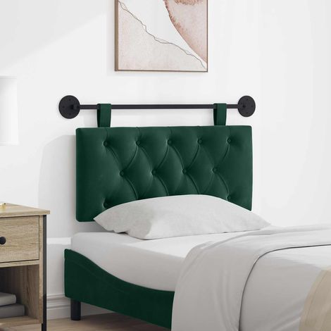 vidaXL Tête de lit suspendue Avec lumière LED Vert foncé Velours