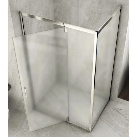 Box Doccia Anta Fissa Battente 2 Lati Angolare Parete Vetro 6mm Cristallo Opaco - Misura Box Angolare 90x90 (1/4)
