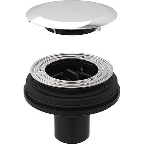 Geberit – Écoulement de receveur de douche Ø90 avec couvercle chromé – DN 50 – Installation sans siphon – Pour bacs à douche avec trou d'évacuation