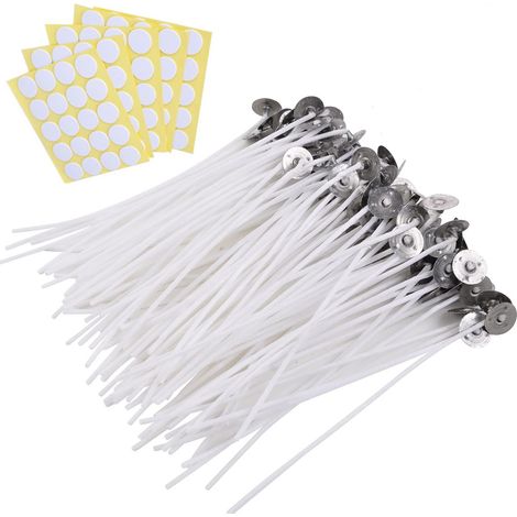 Candle Wick with Sticker - 20cm, 100 Candle Wicks and 100 Stem Stickers - for Candle Making (1/5)
