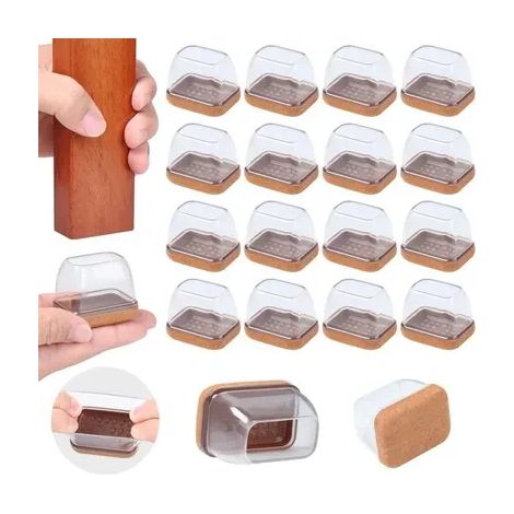 Patins de protection en silicone pour pieds de chaise, embouts de chaise avec feutrine, pour lit, canapé, étagère, lot de 16. (1/5)