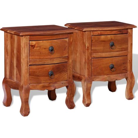Maison Exclusive - Comodini con Cassetti 2 pz in Legno Massello di Acacia (1/5)