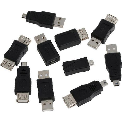 10 Adaptateurs USB Mâle vers Femelle Micro USB pour Chargeur Mini, Faciles à Utiliser