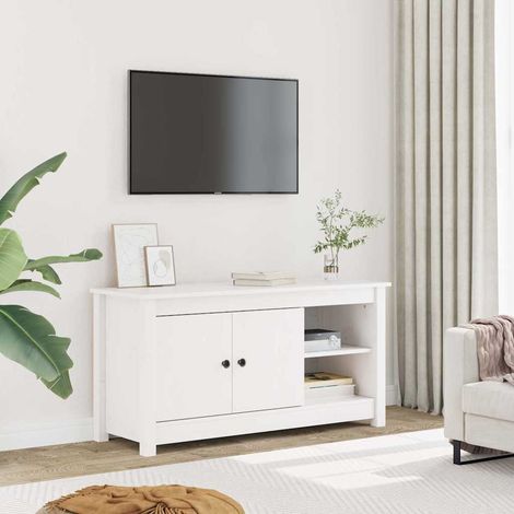 vidaXL TV Cabinet White 103x36,5x52 cm Solid Wood Pine (1/5)