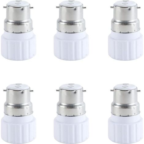 B22 to GU10 Lighting Adapter, B22 Base to GU10 Socket Converter for Bulb Holder (Pack of 6) (1/5)