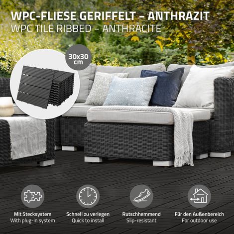 Dalles De Terrasse Clipsables En Polypropylène – Lot De 6 Pavés Pour Extérieur – Pure Garden
