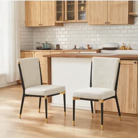 Chaises de salle à manger scandinaves beige et métal doré lot (1/5)