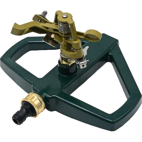 Arroseur de pelouse à impulsion en métal avec base en métal, arroseur circulaire à impulsion de zinc réglable et robuste pour pelouse cour et grande surface, couverture d'eau jusqu'à 5 (1/5)