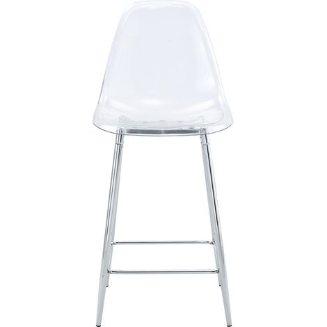 Lot de 4 tabourets de bar transparents avec structure métallique argentée, dorée ou noire - Design moderne pour cuisine, bar ou salle à manger (1/5)