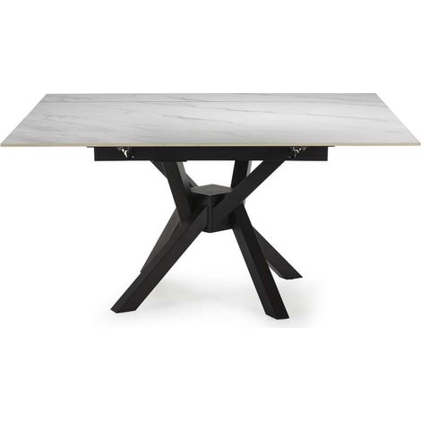 Mesa para comedor extensible Md-Alcoy acabado blanco/negro, 90/150cm(ancho) 76cm(altura) 150cm(fondo). (1/5)