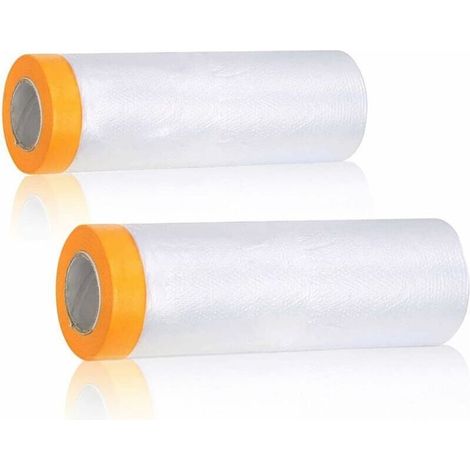 2 Pack PE Material Furniture Dustproof Film High Adhesive Paint Protection Tarpaulin Sofa Furniture Dust Cover (3mx20m,1.5mx20m) (1/5)