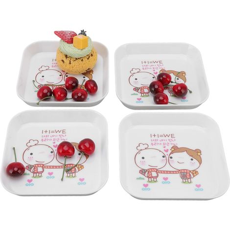 4 pièces Assiettes à Fruits Multifonctionnelles pour Desserts, École, Restaurant, Plateau de Stockage et Crachoir à Arêtes (1/5)