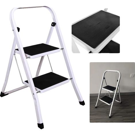 Escalera retráctil, diseño compacto y portátil, características de seguridad antideslizantes, escalera de 2 peldaños (1/2)