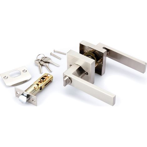 Manilla zamak cuadrada con cerradura y llave SET 8003 níquel satinado 65mm (1/5)