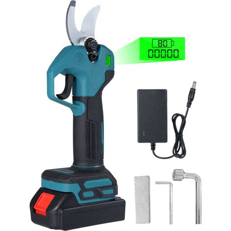 Cisaille électrique sans balais 21 V avec batterie 1300 mAh, lame en acier au carbone SK5, diamètre de coupe de 30 mm, interrupteur de sécurité intégré, prise UE, 1
