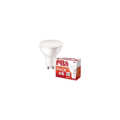 PILA Pack de 6 Bombillas LED GU10 de alto flujo, 7W (= 80W), Luz Blanca Neutra (4000K), 720 Lúmenes, Ángulo de Luz de 120º, No regulable, CRI80, 15.000 h Vida Útil (1/5)