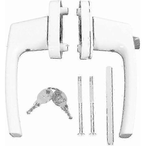Poignée à levier blanche solide avec clés double extrémité - pour porte et fenêtre (1/5)