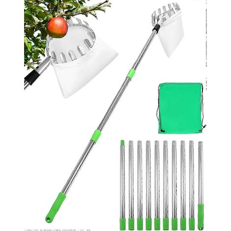 Cueille-fruits télescopique 4 m en acier inoxydable avec manche réglable (1/5)