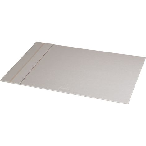 Sous-Main Rigide Argent - 60 x 40 cm - Piqûres Sellier Orange - Extérieur Simili Cuir - Organisation de Bureau