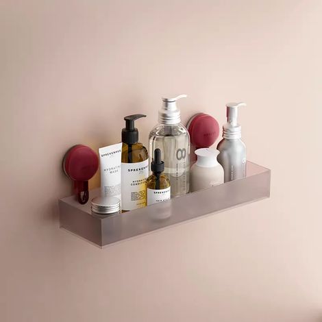 (rouge) Étagères de salle de bain sans perçage, support de rangement de douche en plastique, organisateur de toilettes tendance, accessoires de salle de bain et de cuisine (1/5)