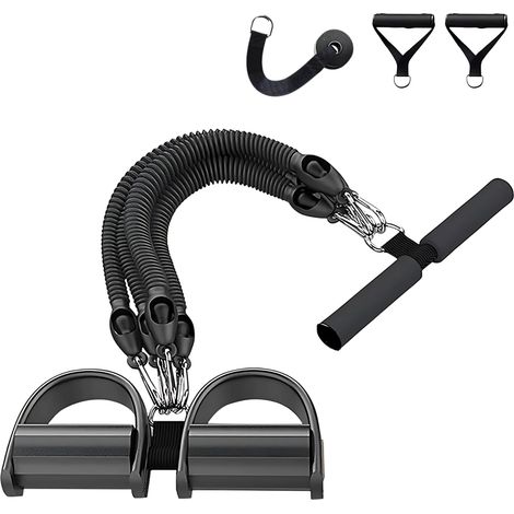 Ensemble de Bandes de Résistance avec Pédale et Ancrage de Porte – Appareil d’Entraînement 45kg pour Maison, Gym à Domicile, Entraînement Musculaire