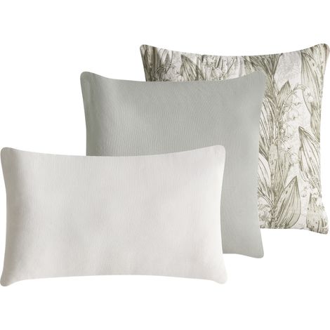 Conjunto de 3 cojines decorativos de algodón con motivo floral 45/30 x 45/50 cm verde/blanco Xylopia (1/5)