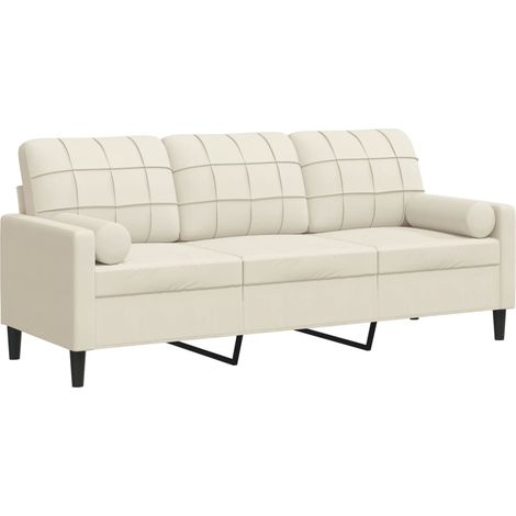 Canapé 3 places,Sofa pour Salon,Banquette avec oreillers décoratifs crème 180 cm velours CFW947130 (1/5)
