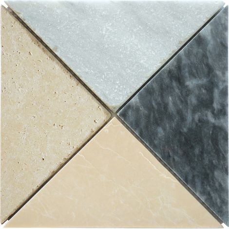 MOSAIQUE ARLEQUIN M1 MARBRE ET TRAVERTIN 1 PLAQUE 20 x 20 CM CASA LINEA