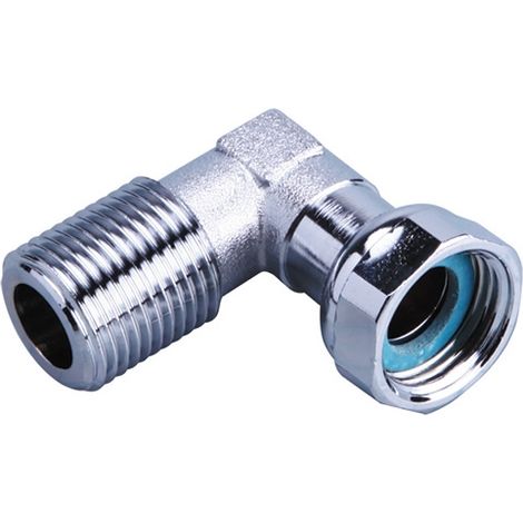 Raccord coudé 90° à joint plat gaz chromé - écrou G1/2" - sortie Mâle G1/2" - Gurtner