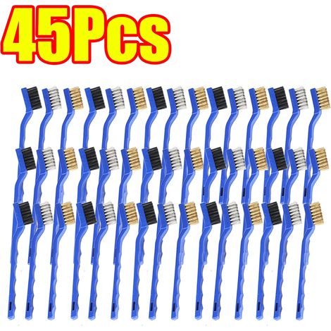 (D-45 pièces (15 ensembles)) Brosse de nettoyage en laiton, métal laiton/acier inoxydable/nylon, adaptée aux hottes à gaz, dégraissage et élimination des taches, outil de nettoyage des plaques de cuis (1/4)
