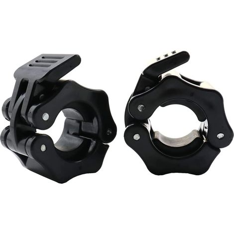 Colliers de serrage pour barre (1 pouce) — Lot de 2 clips de blocage à libération rapide pour haltérophilie, fitness et entraînement musculaire (Noir) (1/3)