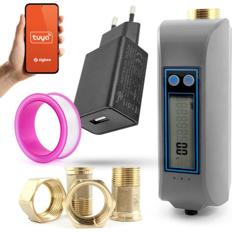 Valvola di controllo automatico del flusso d'acqua Tuya WiFi con misurazione DN20 DN25 (1/5)