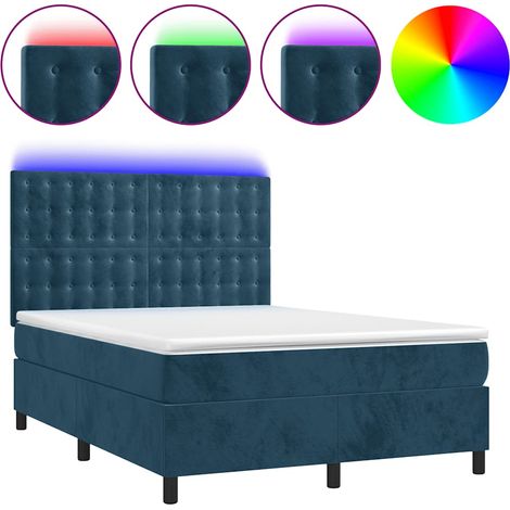 Maison Exclusive - Cama box spring colchón y LED terciopelo azul