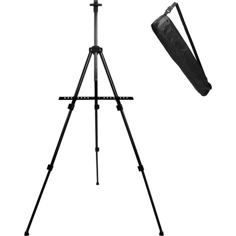Cavalletto da pittore pieghevole in metallo nero con borsa, 162 cm (1/5)