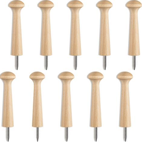 10 hölzerne Schaukelarme, spiralförmige Haken, 3,62 Zoll lange rohe Holzschaukelarmhalterung zum Aufhängen von Kleidung, selbstgemachte Farbe (Holzfarbe). (1/5)