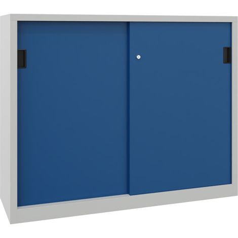 Pavoy Schiebetürenschrank, 1200x1500x400 mm, 4 Böden gepulvert, RAL 7035/5010 (1/2)