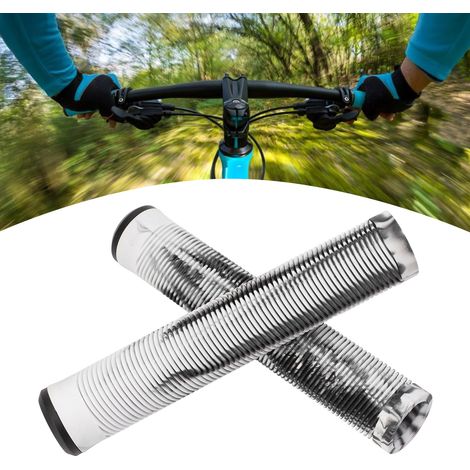 Paire de Poignées de Vélo Fixie 16 cm en TPE Souple Antidérapantes Gris Noir (1/5)