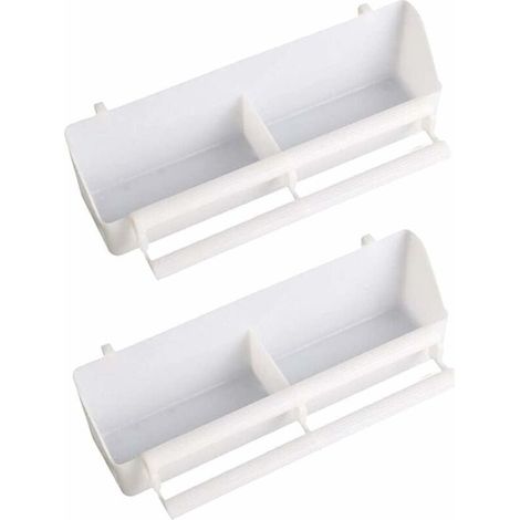 Gamelle blanche pour oiseaux, lot de 2 gamelles en plastique, gamelle compartimentée pour cage à oiseaux (perroquet, canari, moineau). (1/5)