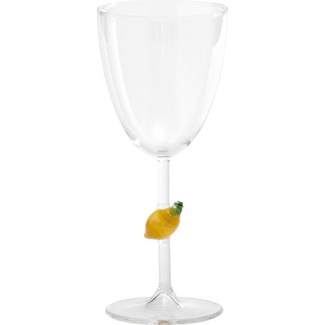 Zafferano Calice Teca Frutta in vetro borosilicato fatto a mano con decoro limone inserito nel gambo, design raffinato per una tavola vivace e unica (1/4)